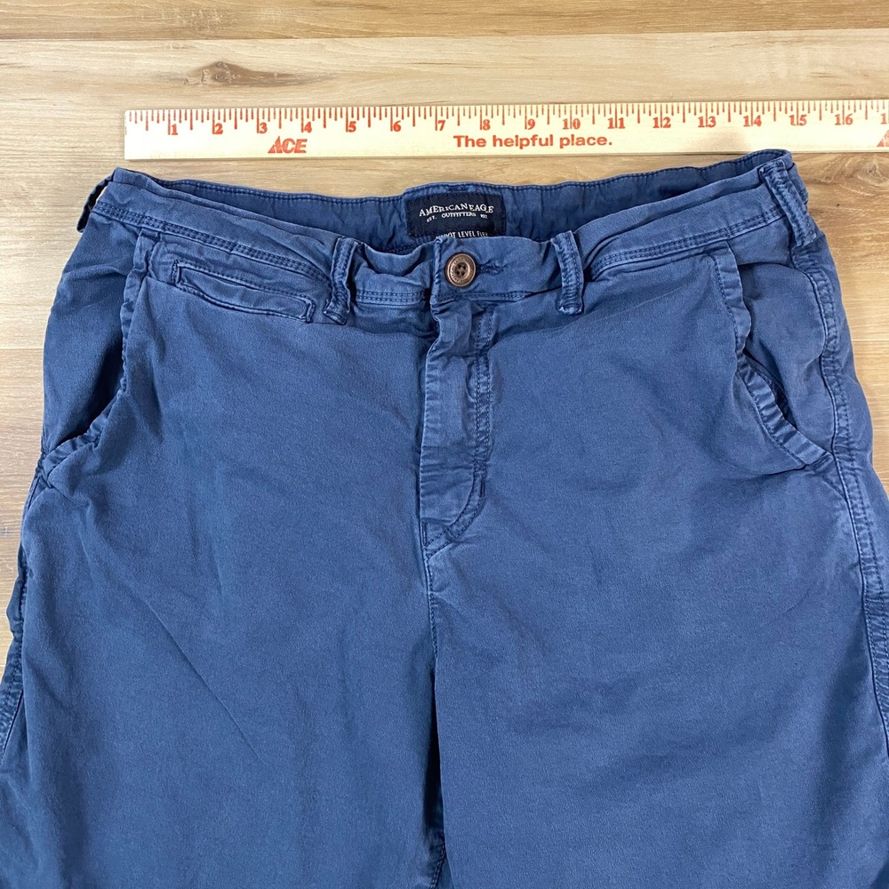 American Eagle Next Level Flex Mens Blue Chino Shorts Size 31 Stretch Casual - Picture 2 of 6